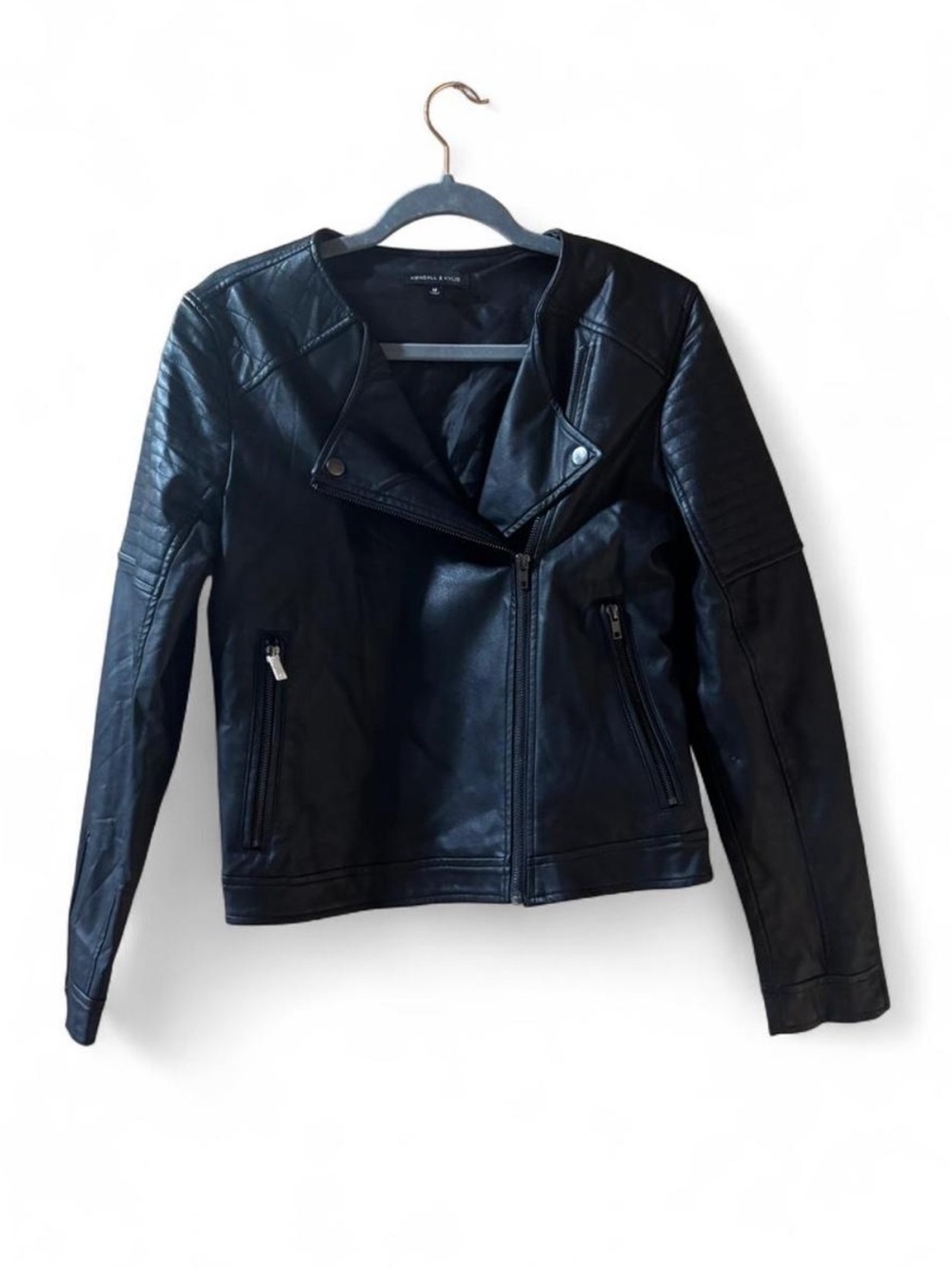 Kendall + Kylie Black Faux Leather Moto Jacket Size M